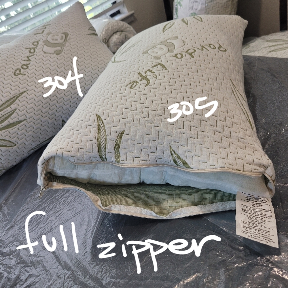 Bamboo #304 & 305 Pillows 8" Shredded Memory Foam Zip Cover Costco - Picture 7 of 14